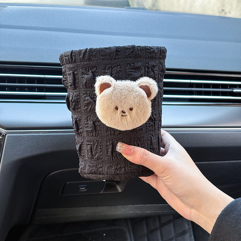 Cute cubo de basura de descarga frontal cubo de basura colgado para artículos interiores de automóviles decoración de almacenamiento cubo