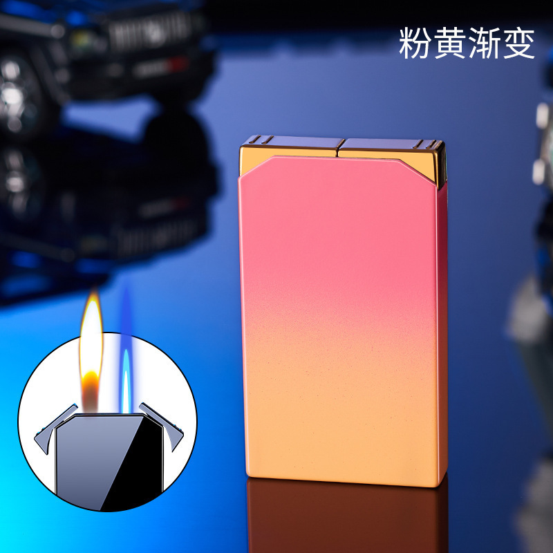 Zy052クリエイティブインフレータブル二重火ライター直冲金属防风炎火二重火変换ライター|undefined