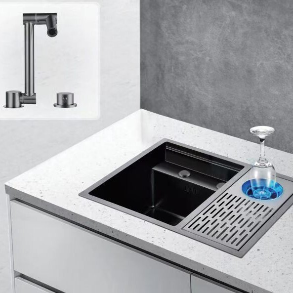 304 Stainless Steel Sink Undercounter Basin Island Kitchen Balcony Bar Hidden Faucet Folding Sink for Home Use