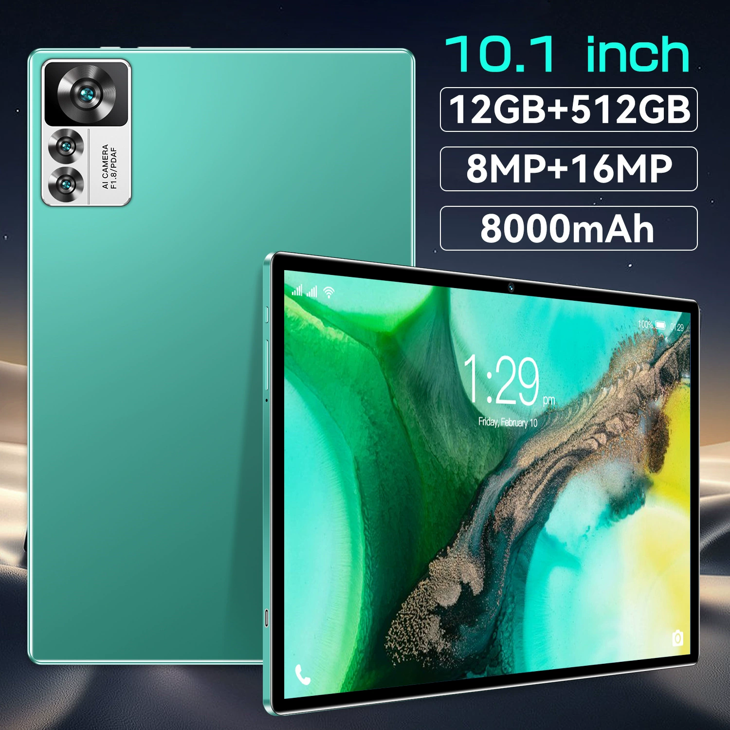 Планшет-ноутбук, 1 дюйм, широкий экран, 5G, 512 ГБ, Android