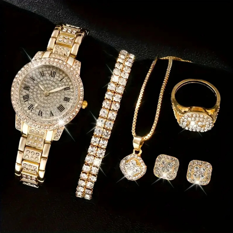 Foreign Trade Cross-border Explosions Women's Watch Supply Five-piece Set of suit Diamond Women's Watch Women's Fashion Roman Quartz Watch