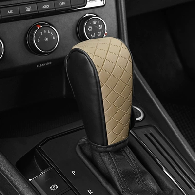 Cover, Car-Mounted Leather Breathable Gear | Sürətlər qutusu və əl tormozu başlıqları - automatic-transmission-black-and-yellow