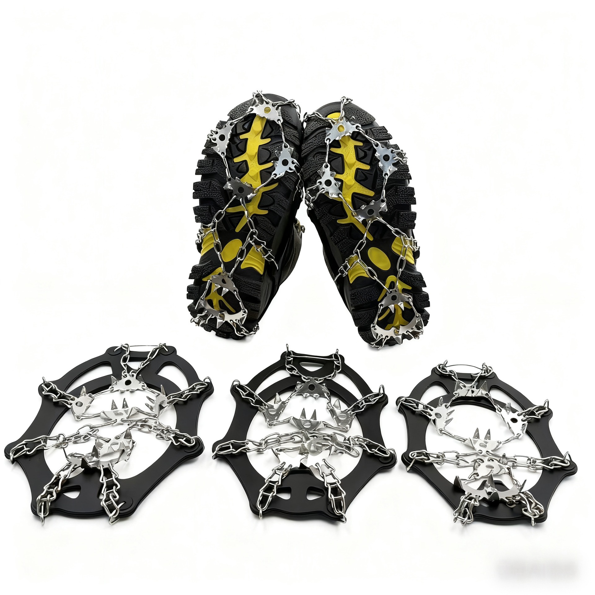 Source factory 24-tooth stainless steel ice and snow cleats, anti-slip shoe covers, anti-slip chains, snow slings, outdoor climbing