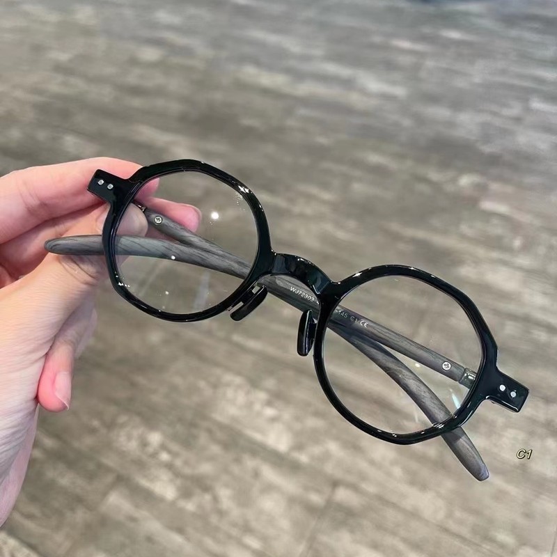 日系手作り木目丸枠眼鏡フレーム円形復古眼鏡フレーム高さ数近視男女文芸フレーム|undefined