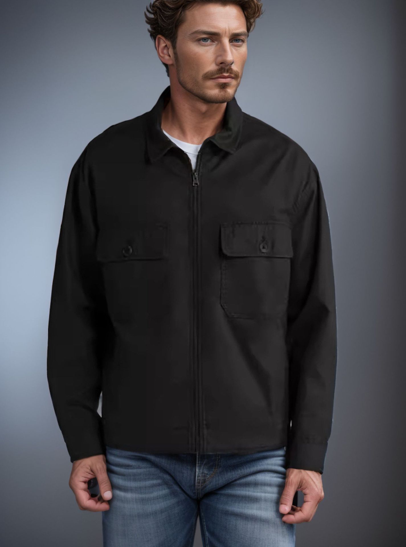 Minimalist Men's Jacket Solid Color Collar Lightweight Cardigan_voghion.com