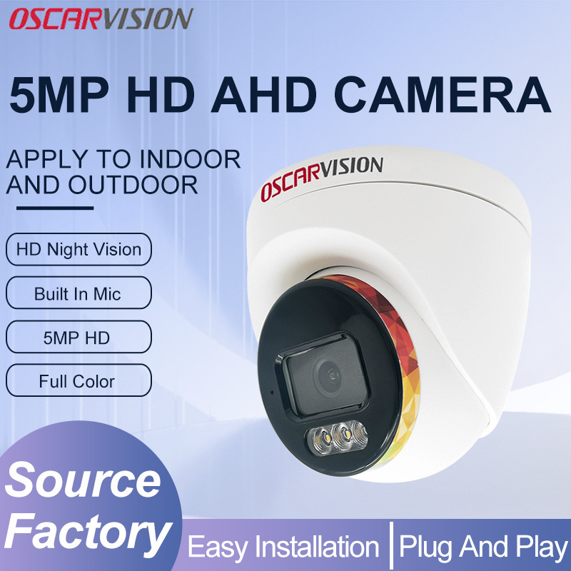 Ahd Surveillance Camera High-Definition Full-Color Night Vision Indoor and Outdoor Waterproof Home and Shop Analog Security Monitor