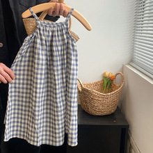 女童森系格子吊带裙2025夏季新款儿童连衣裙女宝宝裙子中小童长裙