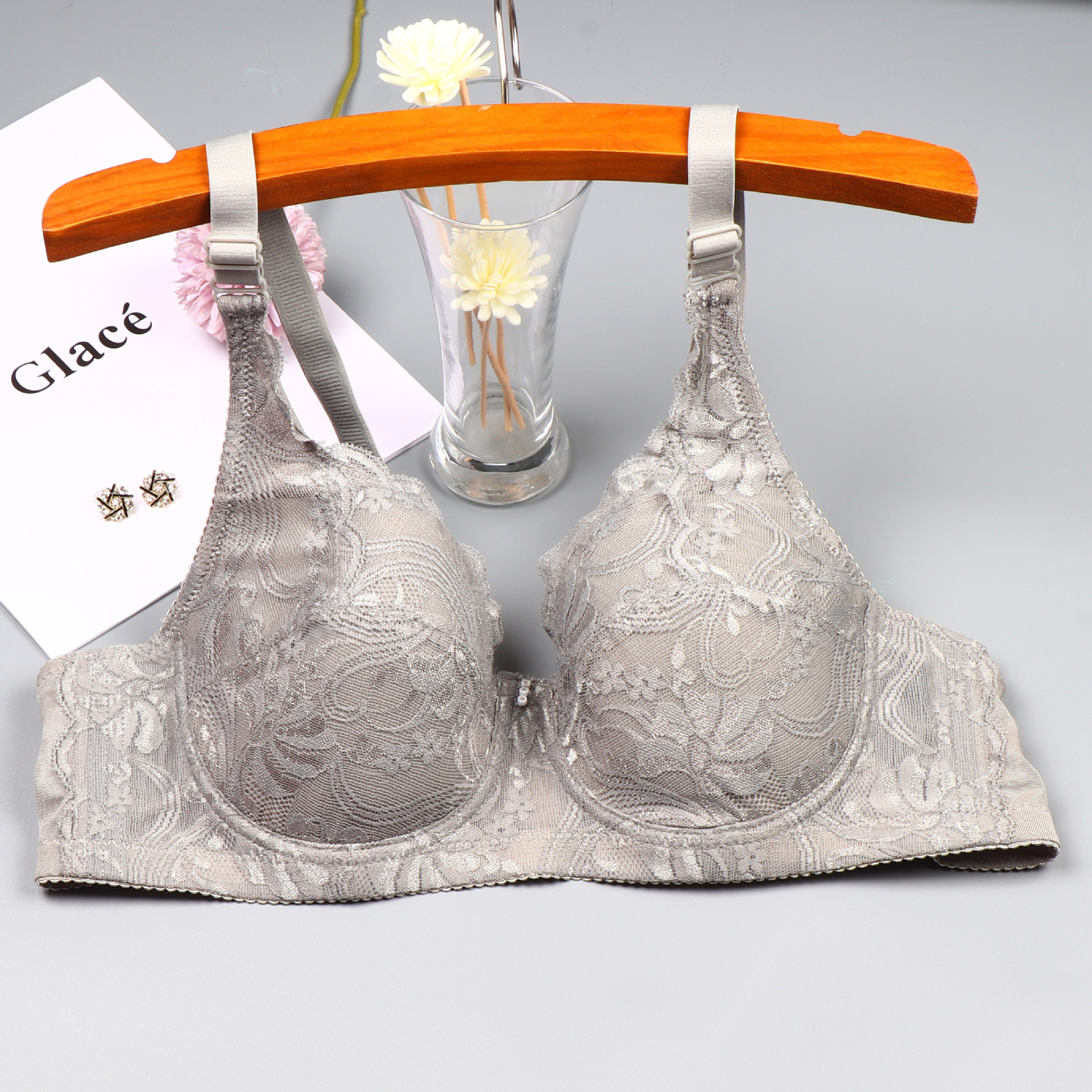 Dünner Bügel-BH aus Spitze für Damen, mit seitlichem Halt, Anti-Hänge-Effekt, Push-up-Effekt, volle Cup-Größe, auch in großen Größen (C-Cup) erhältlich_voghion.com