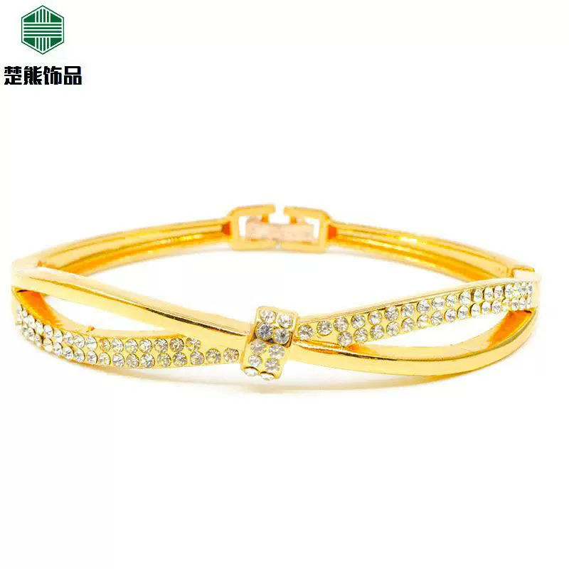 韩版时尚交叉镶钻手镯闺蜜学生网红手环简约百搭手饰品地摊货源