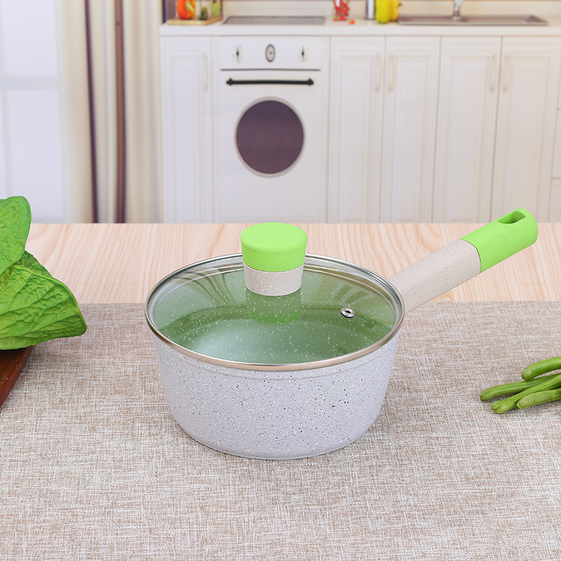 Transfronterizo de seis piezas fluorescente verde sartén aluminio hogar cocina antiadherente pan regalo olla traje