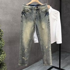高端水洗牛仔裤男生直筒帅气美式高街裤子2025春秋季新款男士长裤
