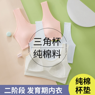 Junior high school students children's development period girls' underwear pure cotton girls' two-stage bra fixed Cup vest high school students