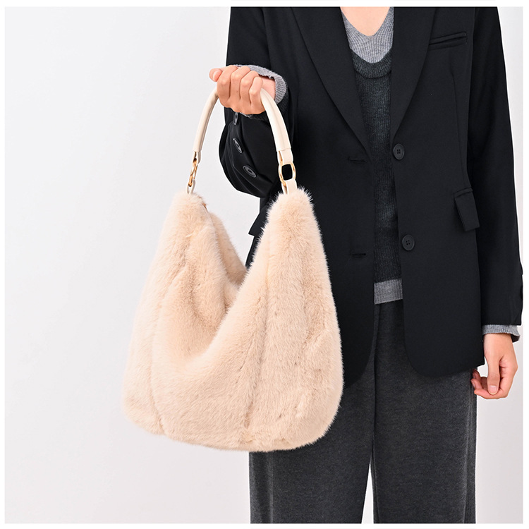 秋冬新款仿貂毛绒包女新款毛毛托特包大容量毛茸茸手提单肩斜挎包