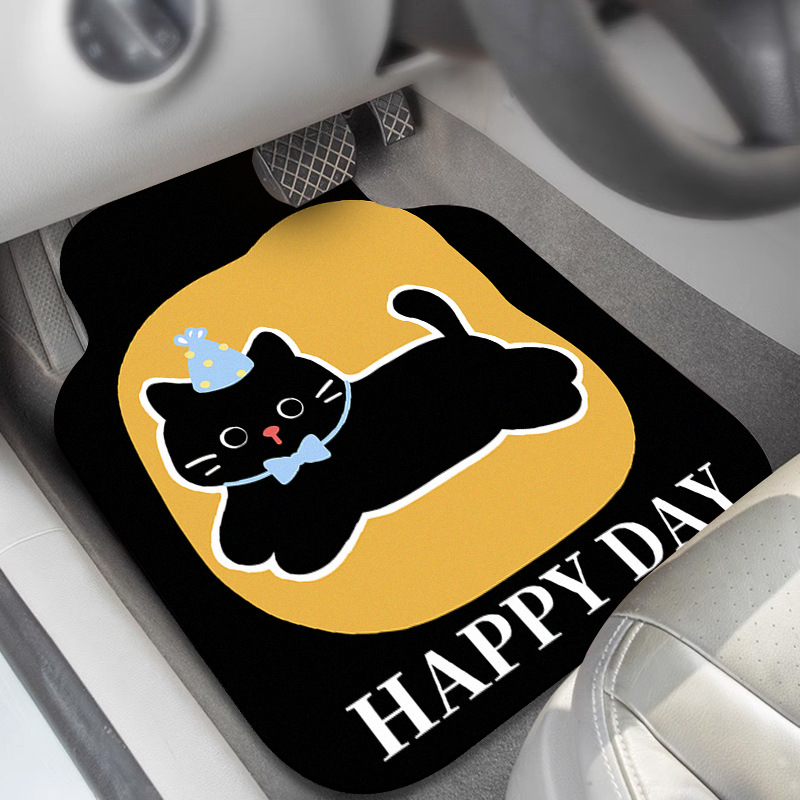 Cartoon Cute Car Floor Mats, Water-Absorbent and Easy to Care For, Diatomaceous Earth Foot Mats, Universal, Stain-Resistant, and Can Be Cut to Fit the Interior of the Car