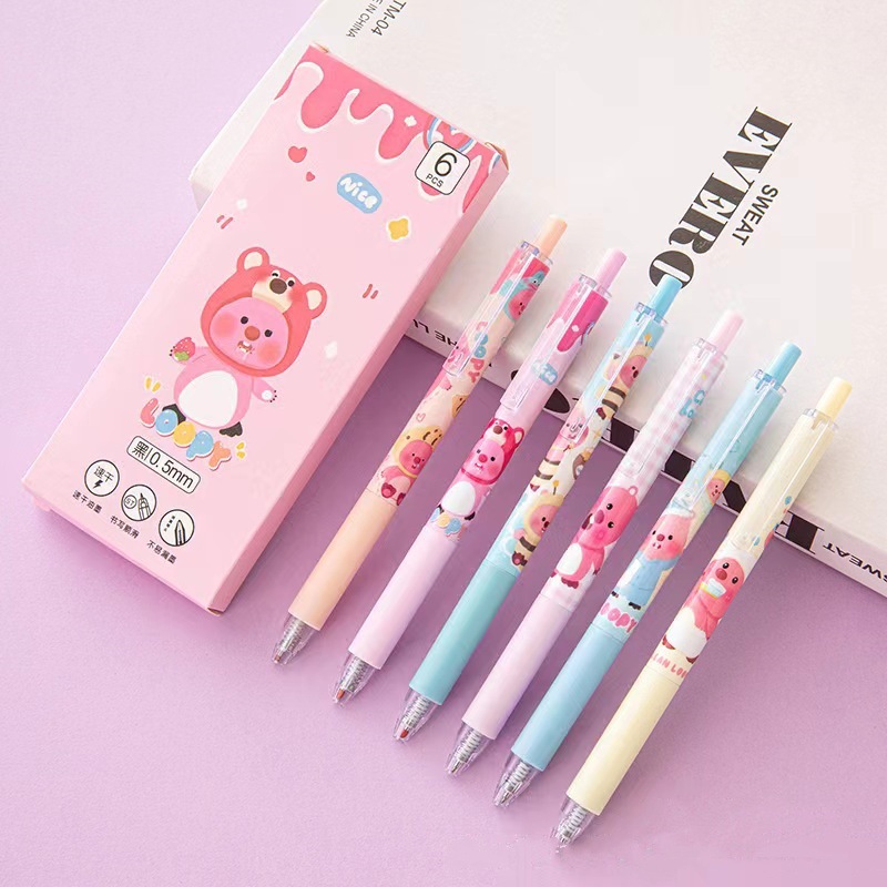Cute Little Beaver prensa pluma de gel ins pincel de alto aspecto pregunta pluma 0.5ST recarga de secado rápido para niñas Examen de aprendizaje