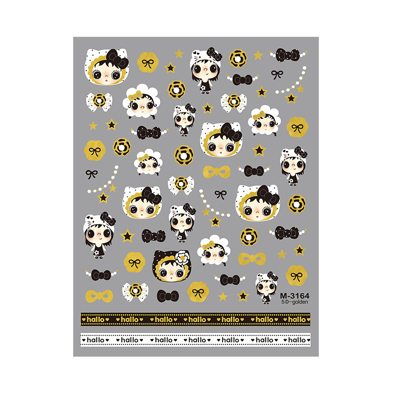 Cross-border popular 5D embossed nail art stickers, cute little girl design, perfect for scrapbooking and nail decoration, M3164