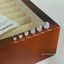 925纯银mini锆石耳钉水钻系列韩版简约满镶钻饰品一件代发