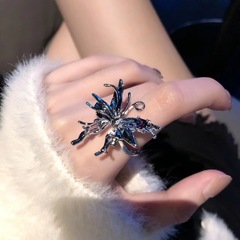 Metal Large Butterfly Exaggerated Ring for Women, Fashion, Personal Style, Cool and Aloof, Niche, High-End, Unique Decorative Ring for Index Finger