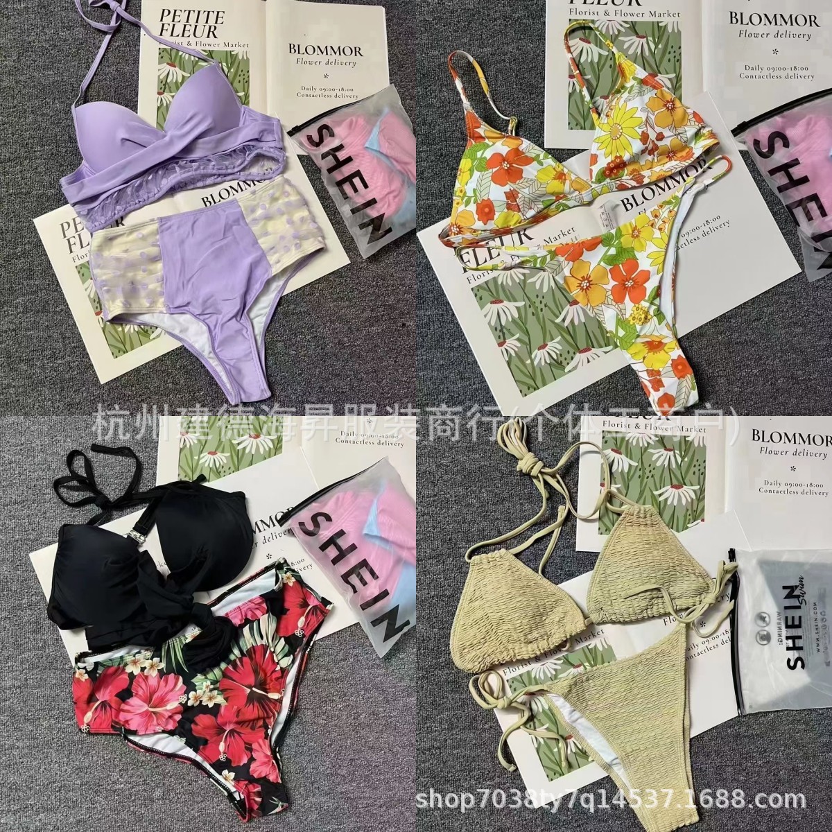 Trajes de baño de Shein transfronterizos sexy de tres puntos bikini conjunto de mujeres de verano Shein trajes de baño divididos África venta caliente