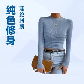 2025跨境女士圆领紧身长袖毛衣