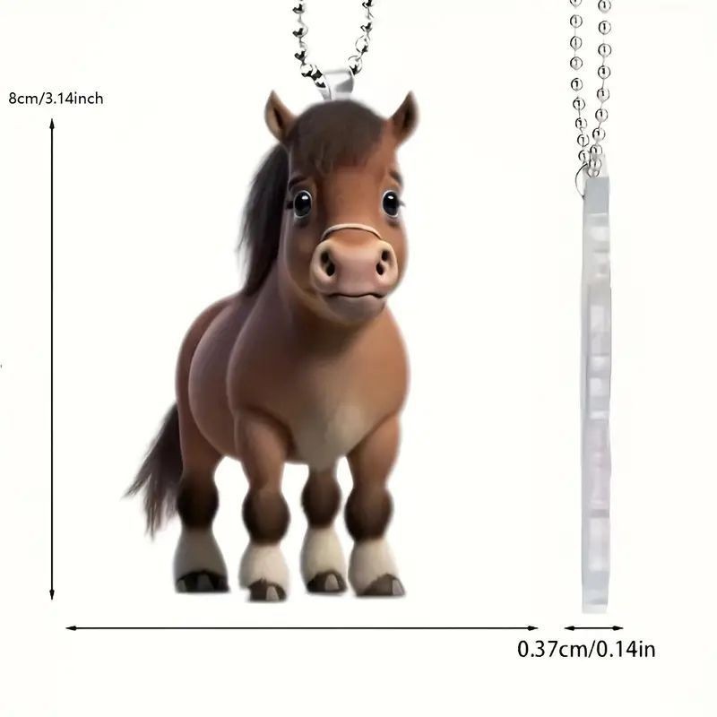 Creativo lindo colgante de pony acrílico plano transfronterizo automóvil retrovisor interior decoración colgante llavero