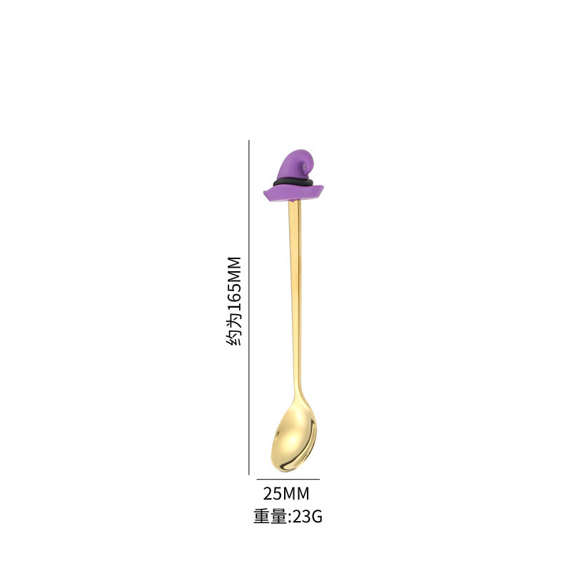 304不锈钢万圣节勺子叉子套装创意可爱金色甜品咖啡勺叉餐具礼盒|undefined