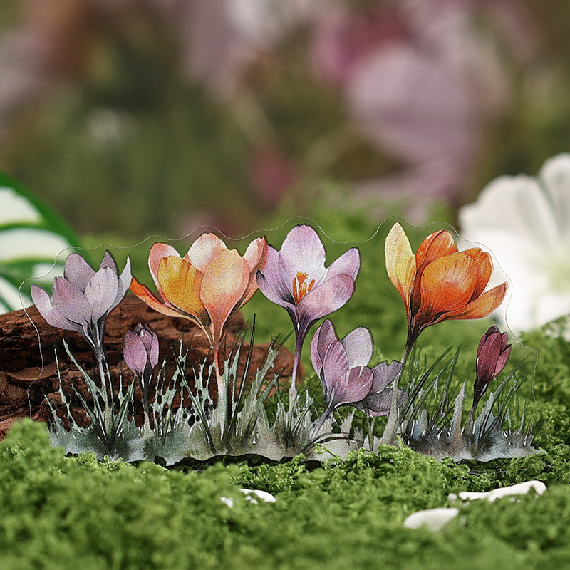 Paquete de pegatinas de mascotas impermeables transparentes de verde verde paisajista pegatinas de campana diy pegatinas de flores de plantas transfronterizas