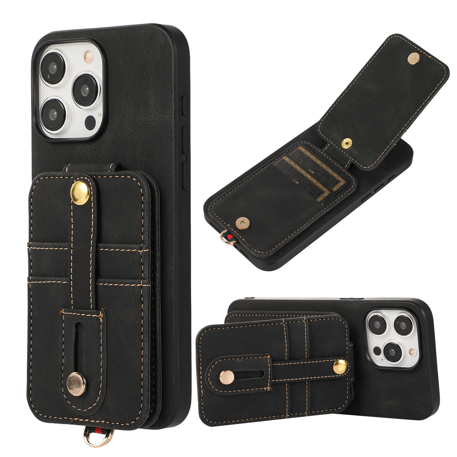 Adequado para iPhone 15 Pro anti-roubo escova para cima e para baixo bolsa de abertura, Samsung S23U padrão carteira de inserção de cartão, pulso_voghion.com