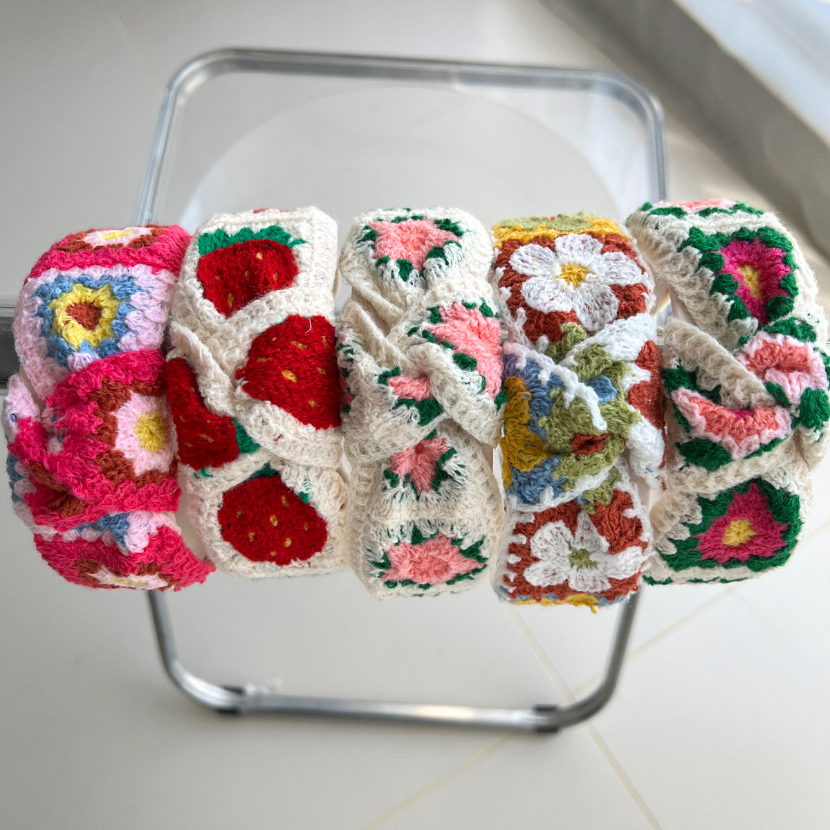 Summer Season Vacation Sweet Women's Embroidery Knot Flower Knit Hair Band