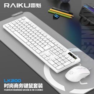 Cross-border supply RAIKU rekui LK200 business office keyboard mouse suit white wired mouse keyboard