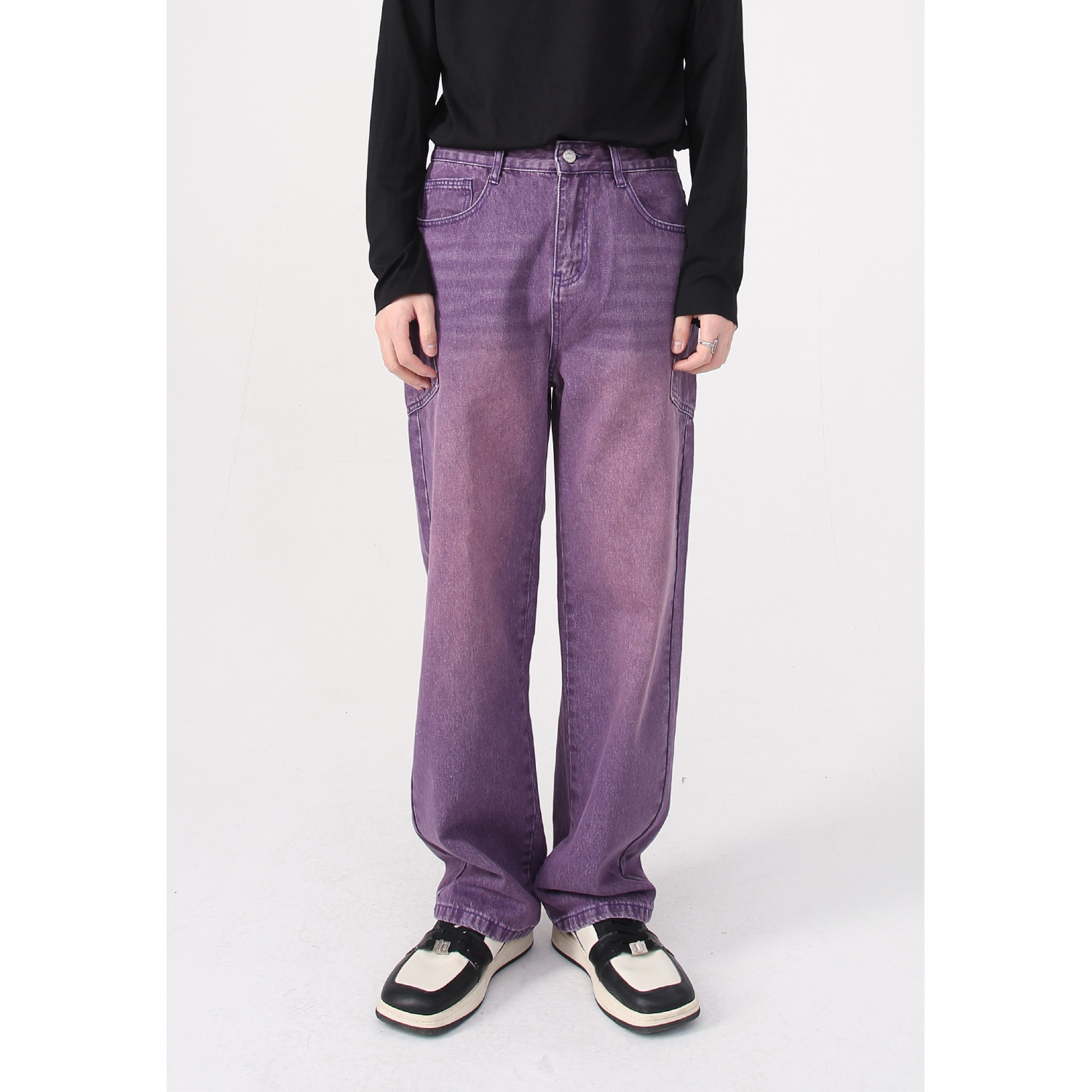 Mtlclothes ropa de Hombre | 2022 nuevos pantalones vaqueros personalidad bolsillo versión coreana la marea suelta recta Hip Hop