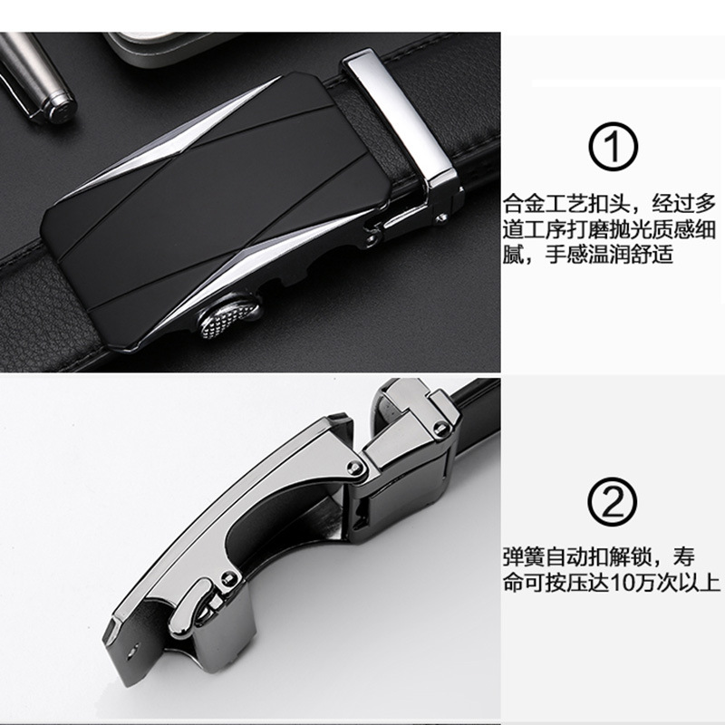 Cinturón de cuero de los hombres directos de la fábrica productos genuinos de moda de los hombres jóvenes hebilla automática pantalones de piel de vaca cinturón casual de negocios