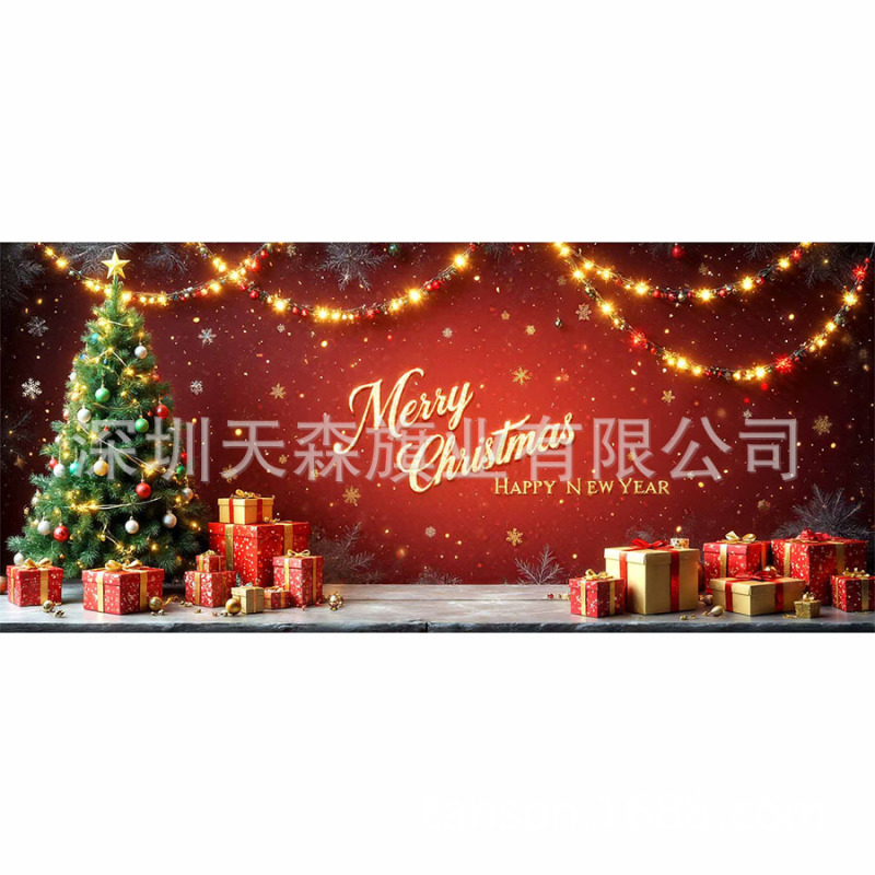 跨境新款圣诞节车库旗宽幅大尺寸节日庆祝活动真实感装饰背景温馨|undefined