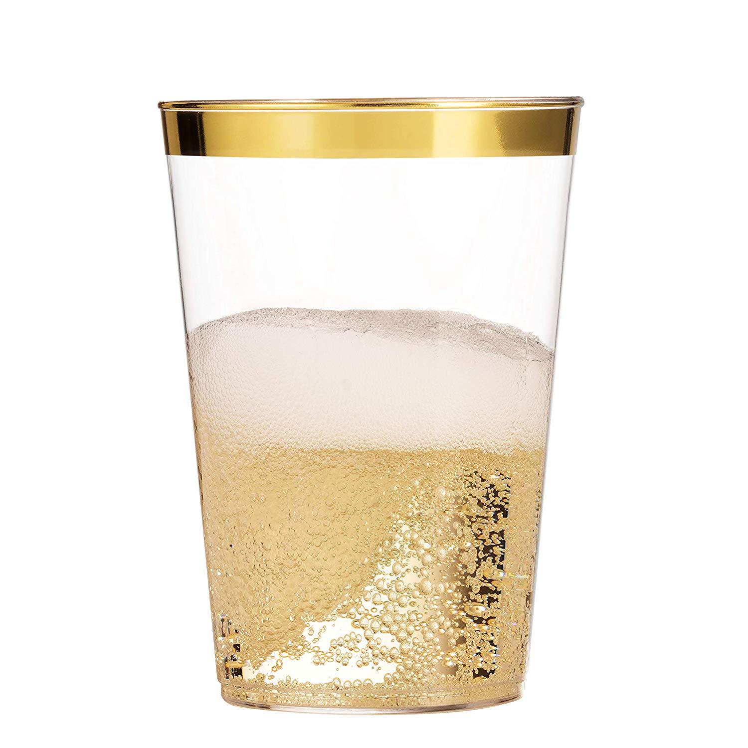 16oz Borde de oro rosa borde dorado Borde de plata taza desechable taza transparente taza de plástico