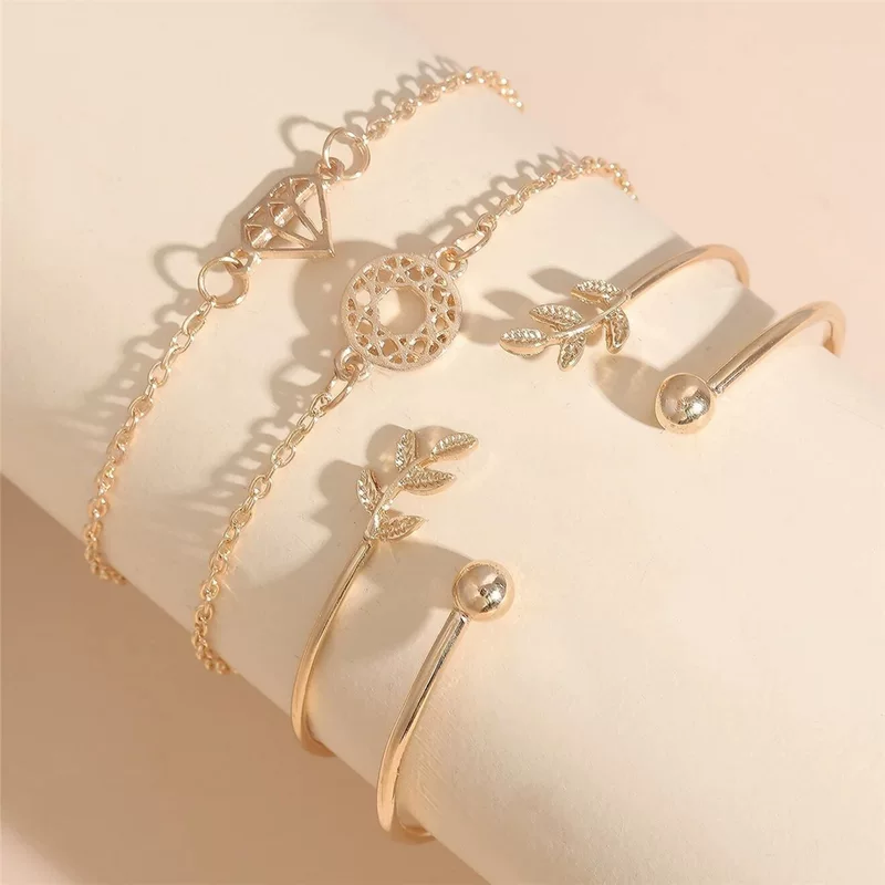Diamond bracelet, accessory, universal set, simple and elegant design, 4 pieces