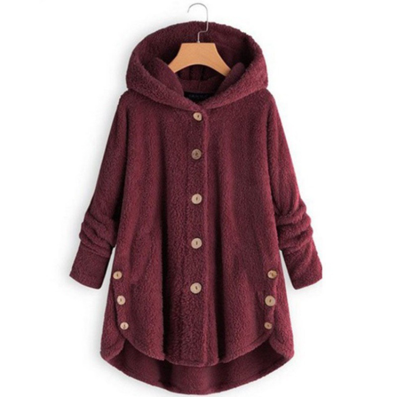 9804 Amazon eBay Moda Primavera 2020 Ropa de Mujer Estilo Europeo y Americano Chaqueta de Felpa con Botones Color Sólido Irregular image 7