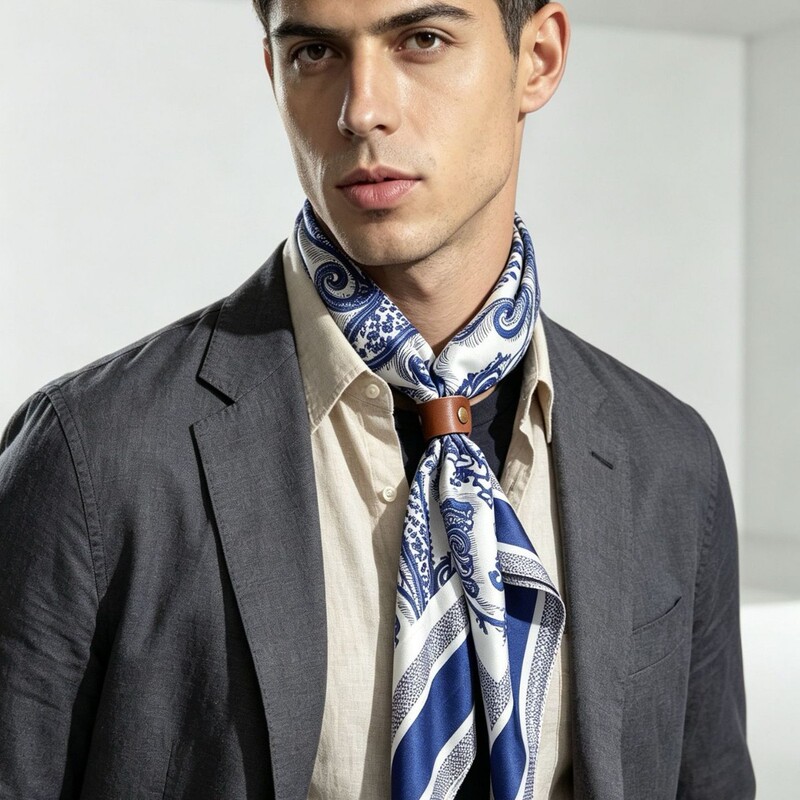 Classic retro paisley square scarf, men's professional style, suitable for spring and autumn, to be paired with a shirt collar, thin neck scarf Classic retro paisley square scarf, men's professional style, suitable for spring and autumn, to be paired with a shirt collar, thin neck scarf