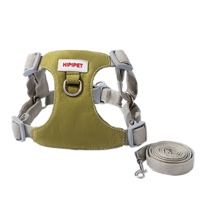 Correa de pecho tipo chaleco de costura verde simple y colorida, correa de salida para perros pequeños, correa para perros, suministros de tracción para perros