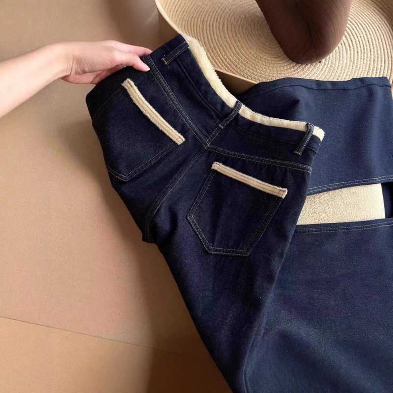 My First Winter Sweatpants~Stuffed and Warm Jeans for Women, Winter Velvet Straight Draped Pants