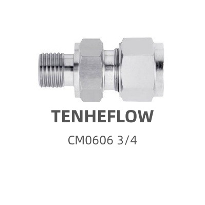 TENHEFLOW平行G螺纹E型不锈钢卡套式直通螺纹接头CM0606 3/4