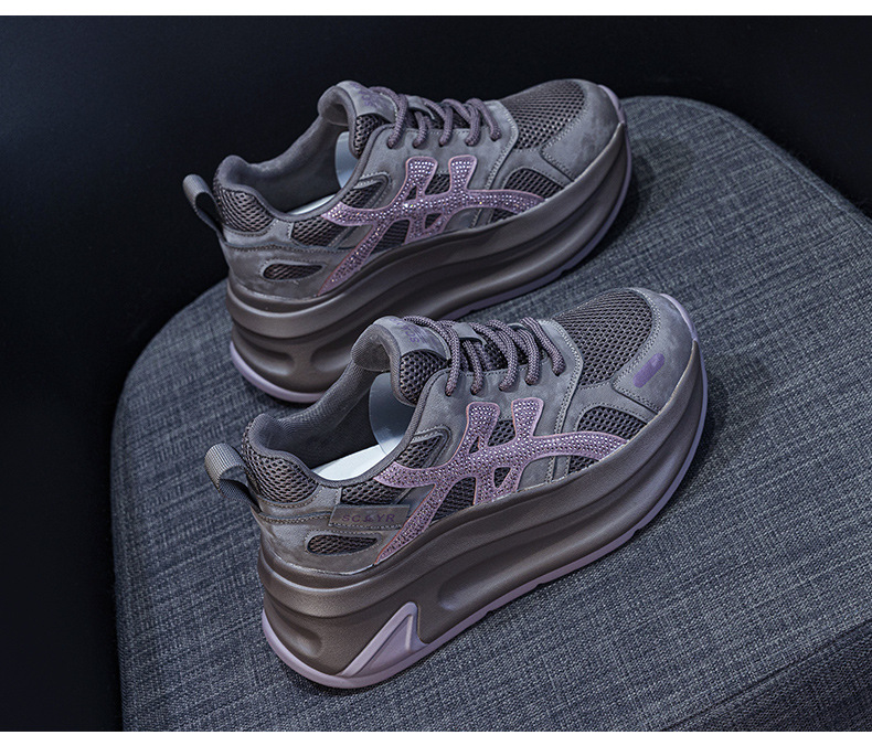 Giày sneaker nữ đế dày tăng chiều cao phong cách dad shoes mới thu 2026 — M2931 màu đen, M2931 màu nâu, M2931 màu xám chi tiết 22