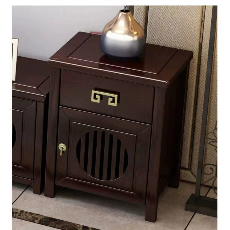 Новый боковой шкаф из цельного дерева в китайском стиле, комбинация прикроватной тумбочки Zen Light, роскошный домашний шкаф для хранения в гостиной, низкий шкаф, мебель в китайском стиле