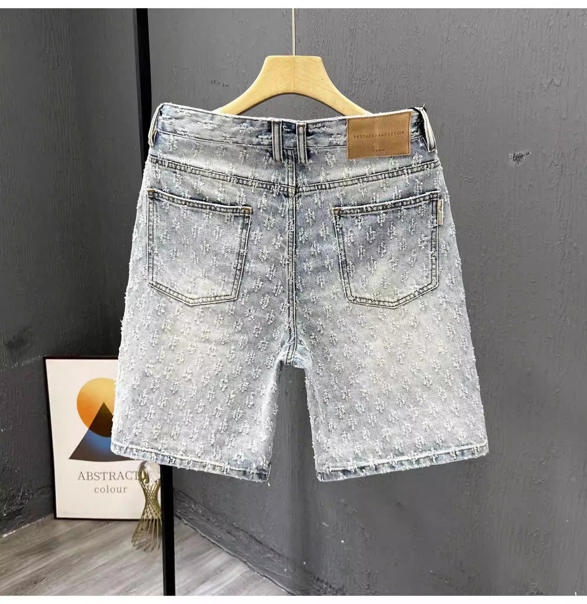 Men's Clothing Men's Retro Jacquard Denim Shorts Summer Design High Street Style Washed Five Point Athletic Pants_mkmklike.com