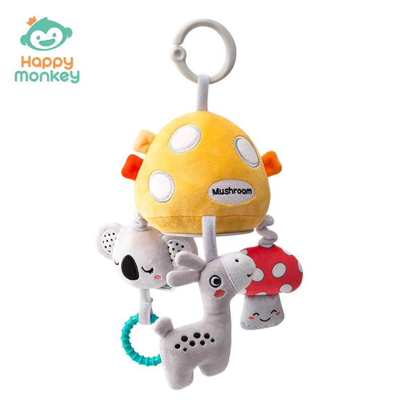 Happy monkey baby cartoon música campana caja de música bebé calmante vibración campana tornos juguetes colgantes