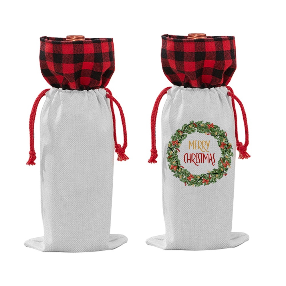 Bolsa de cordón de impresión de transferencia de calor 300g bolsa de cordón de lino bolsa de vino de cordón de producción creativa dibujo DIY material en blanco
