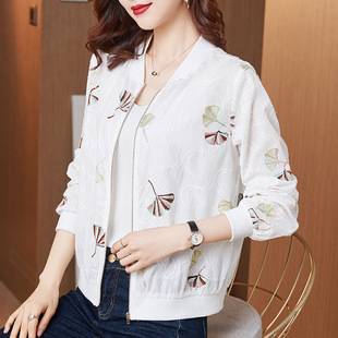 Embroidered Sun Protection Clothing for Women, Spring, Autumn and Summer Thin Short Jacket, New Korean Style Versatile Air-Conditioning Shirt 07722