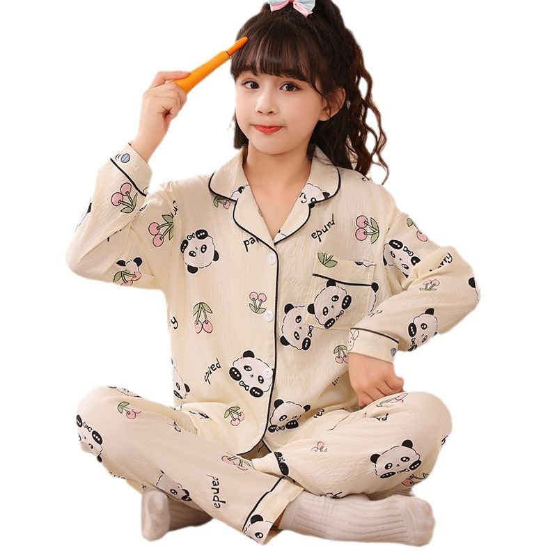 2024 otoño niños pijamas de mangas largas niñas lindas nubes set de algodón casual Cardigan ropa para el hogar al por mayor