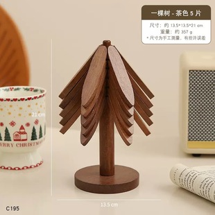 Walnut Color One Tree Heat Insulation Mat Anti-scalding Household Dining Table Creative Bamboo Table Mat Decoration Pad High Temperature Resistance Coaster