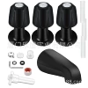 Matt black 3 handles (with base) + no lift faucet
