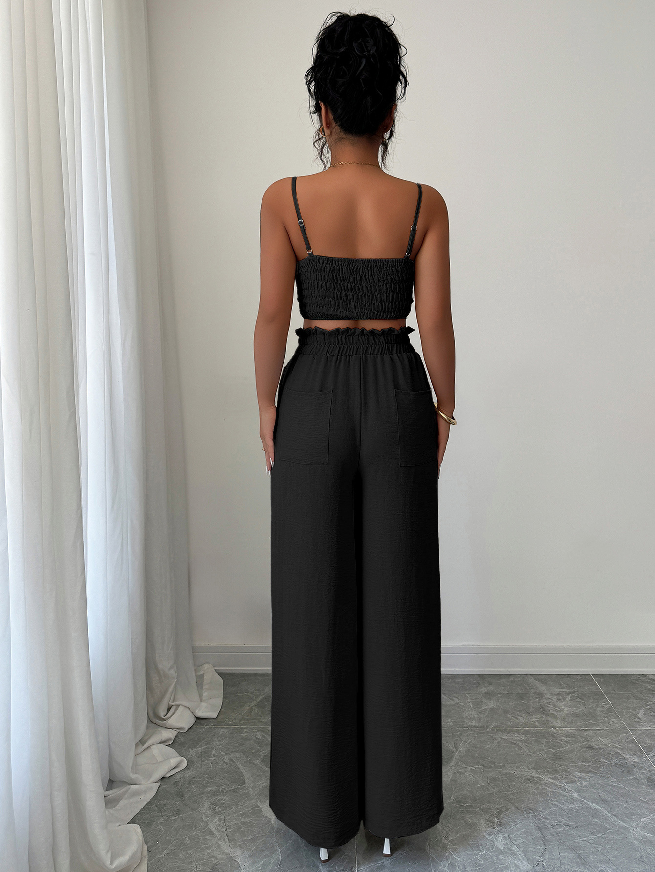 364g Weight Sleeveless Sleeve Length Polyester Fabric Type Pant Co-ord Set Sets Type 2 Pieces Set Quantity Casual, Daily Occasion Strap Neckline Slim, Loose Fit Type Solid Color Pattern Summer Season Women's Gender Casual, Sexy Style Casual Daily Women's Casual Sexy Solid Color Polyester Pant Co-ord Set Pants Sets 23